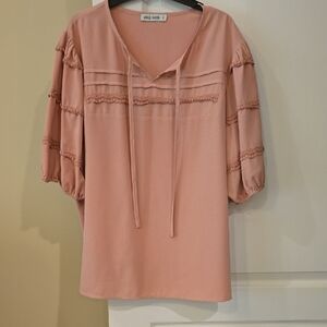 Grace Karin Pink Blouse with Lace Trim